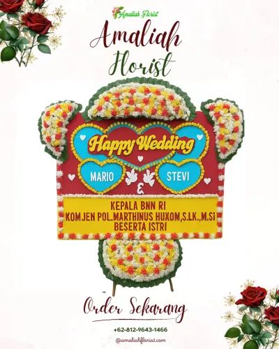 Karangan Papan Bunga Pernikahan di Songbanyu